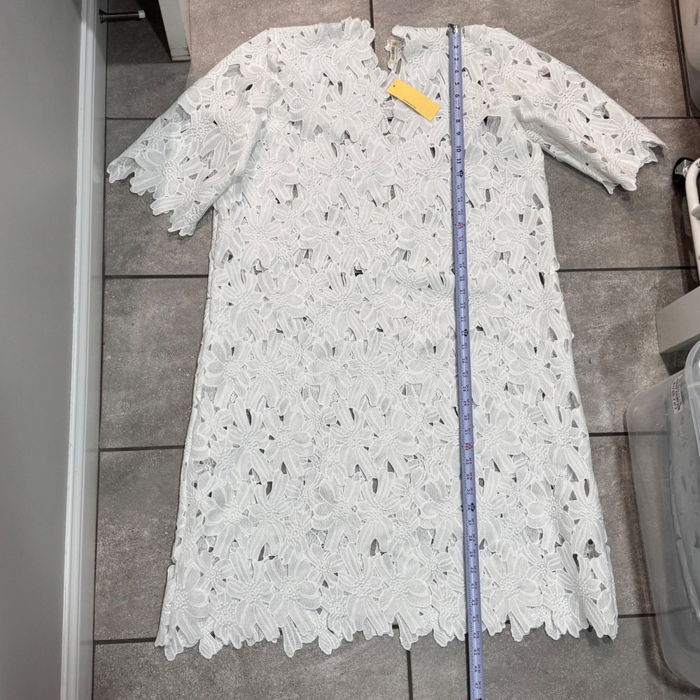 4OUR DREAMERS Floral Crochet Lace Swim Cover-Up XL White NWT Boho Caftan Dress - Picture 5 of 12